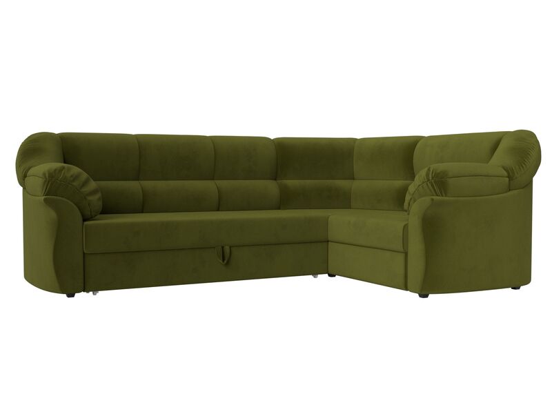 Диван угловой Карнелла правый угол, Микровельвет, Зеленый