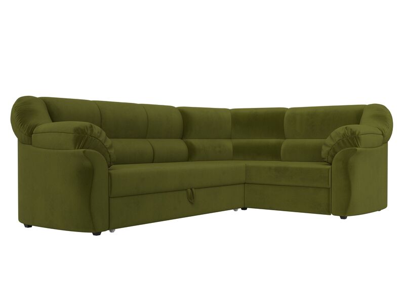 Диван угловой Карнелла правый угол, Микровельвет, Зеленый