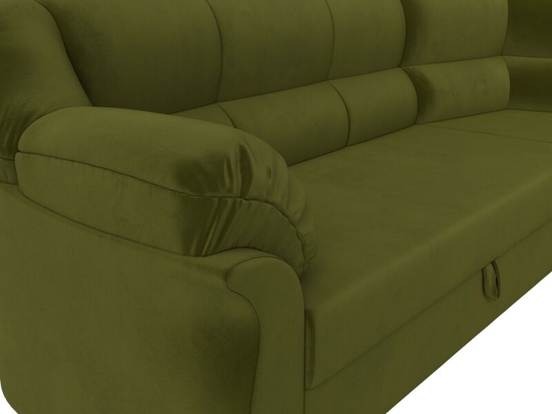 Диван угловой Карнелла правый угол, Микровельвет, Зеленый