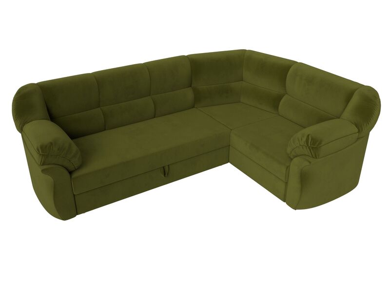 Диван угловой Карнелла правый угол, Микровельвет, Зеленый