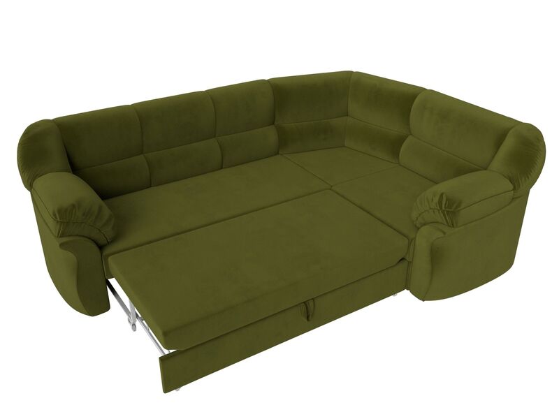 Диван угловой Карнелла правый угол, Микровельвет, Зеленый