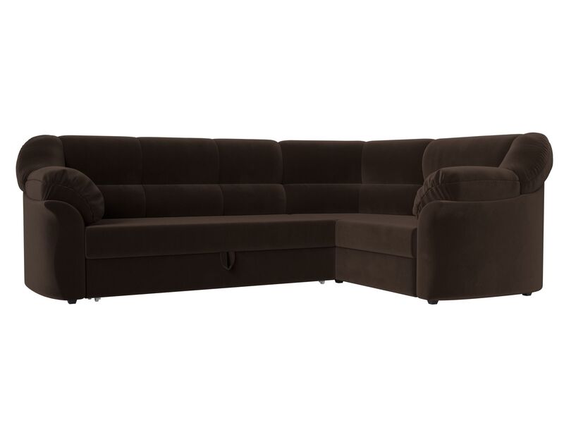 Диван угловой Карнелла правый угол, Микровельвет, Коричневый