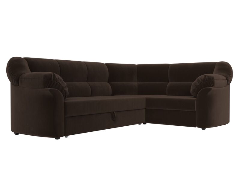Диван угловой Карнелла правый угол, Микровельвет, Коричневый