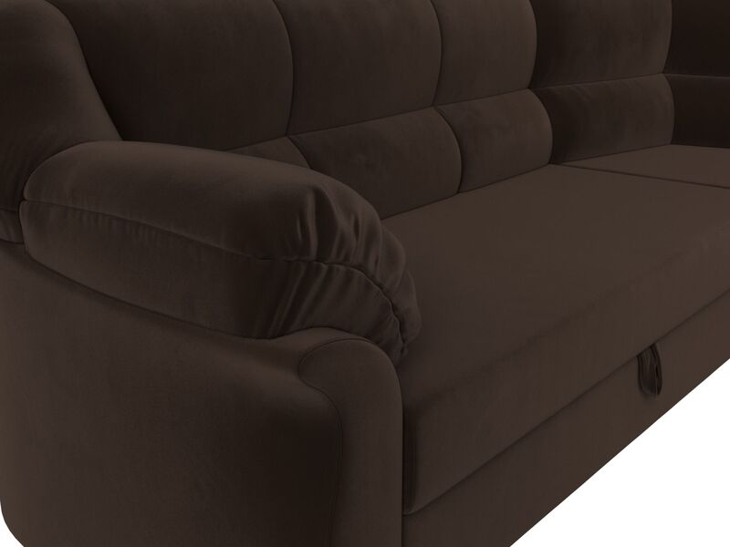 Диван угловой Карнелла правый угол, Микровельвет, Коричневый