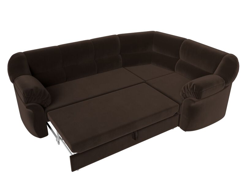 Диван угловой Карнелла правый угол, Микровельвет, Коричневый