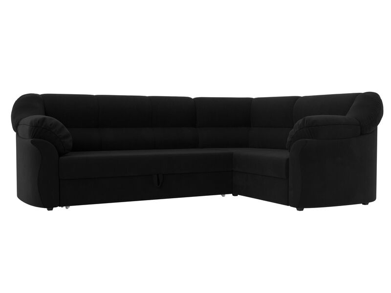 Диван угловой Карнелла правый угол, Микровельвет, Черный