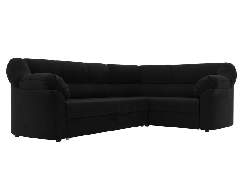 Диван угловой Карнелла правый угол, Микровельвет, Черный