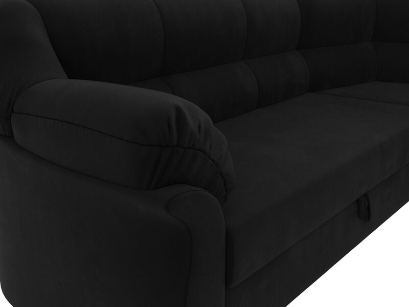 Диван угловой Карнелла правый угол, Микровельвет, Черный