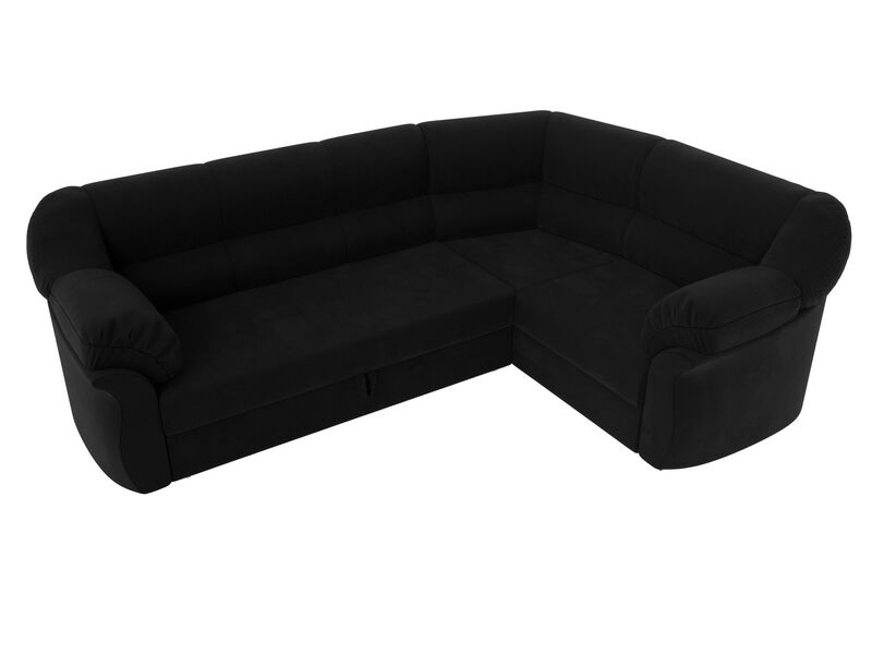 Диван угловой Карнелла правый угол, Микровельвет, Черный