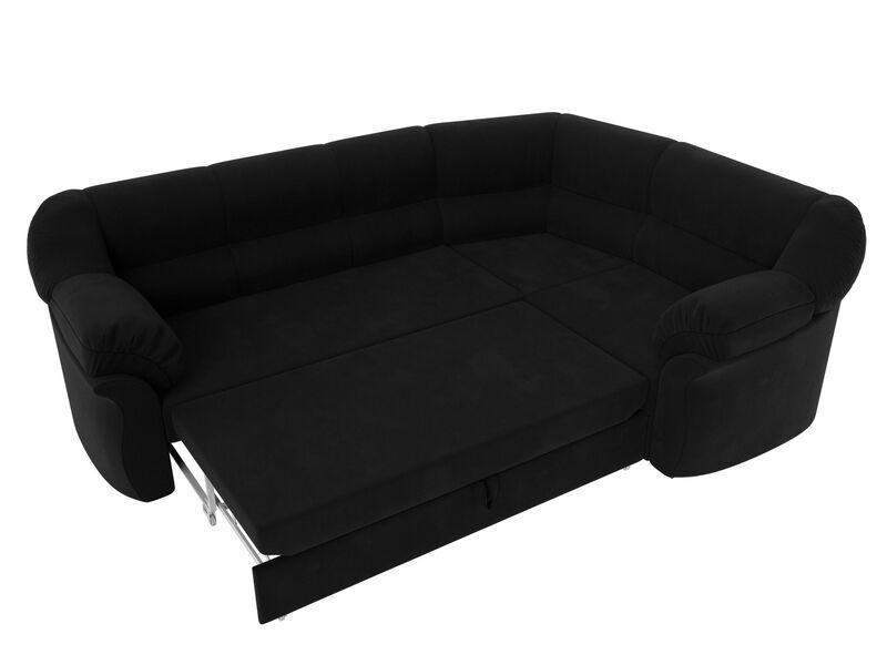 Диван угловой Карнелла правый угол, Микровельвет, Черный