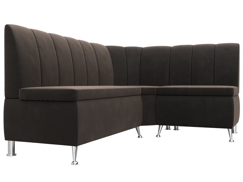 Диван кухонный угловой Кантри правый угол, Велюр, SEVEN 727 коричневый