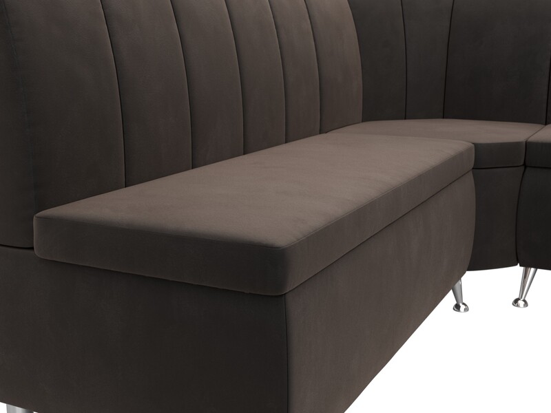 Диван кухонный угловой Кантри правый угол, Велюр, SEVEN 727 коричневый