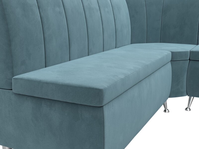 Диван кухонный угловой Кантри правый угол, Велюр, SEVEN 113 бирюзовый