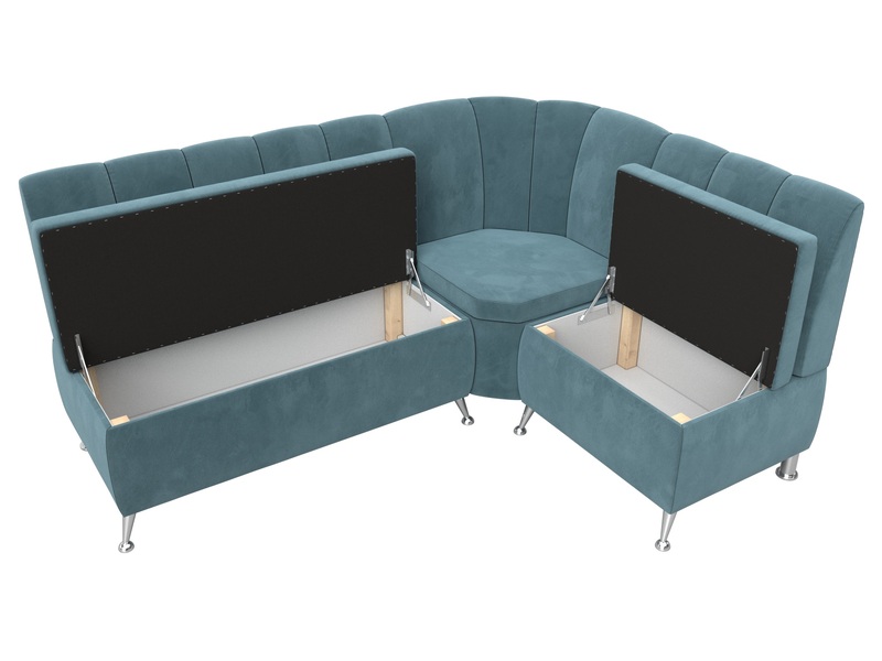 Диван кухонный угловой Кантри правый угол, Велюр, SEVEN 113 бирюзовый