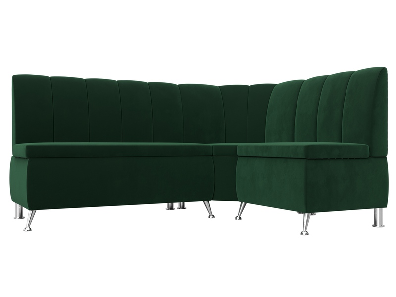 Диван кухонный угловой Кантри правый угол, Велюр, SEVEN 626 зеленый