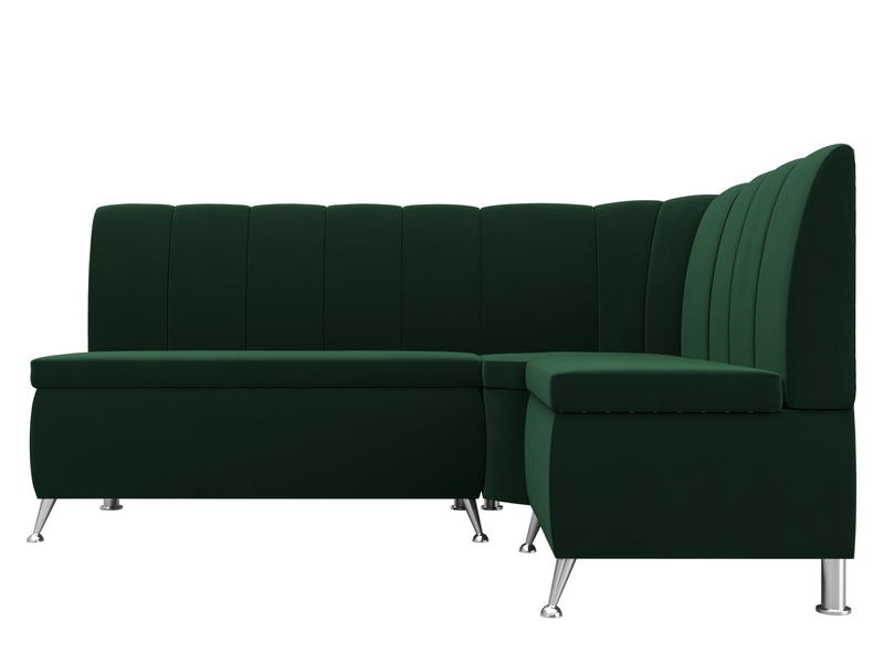 Диван кухонный угловой Кантри правый угол, Велюр, SEVEN 626 зеленый