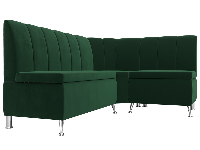 Диван кухонный угловой Кантри правый угол, Велюр, SEVEN 626 зеленый