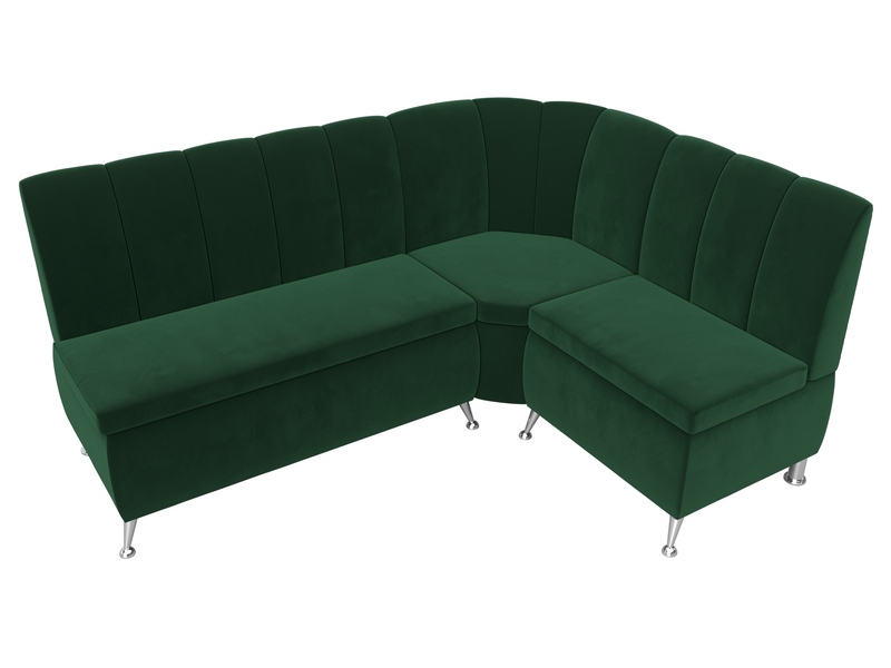 Диван кухонный угловой Кантри правый угол, Велюр, SEVEN 626 зеленый