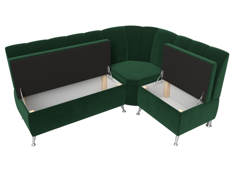 Диван кухонный угловой Кантри правый угол, Велюр, SEVEN 626 зеленый