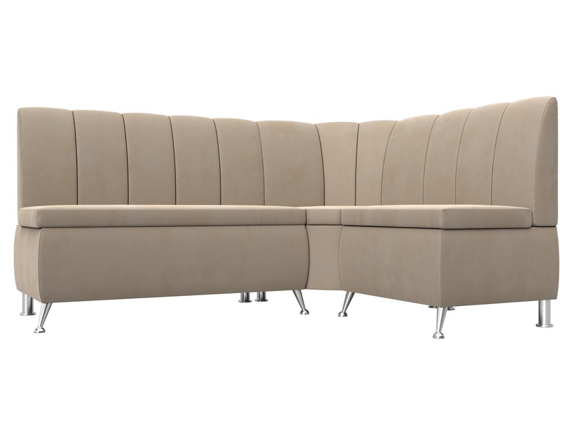 Диван кухонный угловой Кантри правый угол, Велюр, SEVEN 729 бежевый