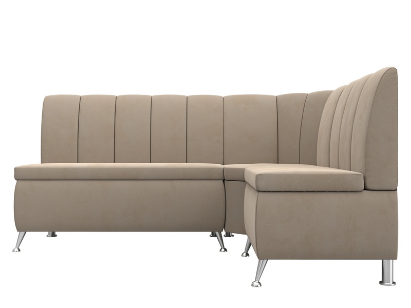 Диван кухонный угловой Кантри правый угол, Велюр, SEVEN 729 бежевый