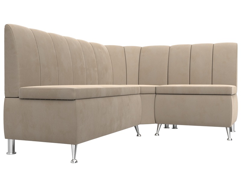 Диван кухонный угловой Кантри правый угол, Велюр, SEVEN 729 бежевый