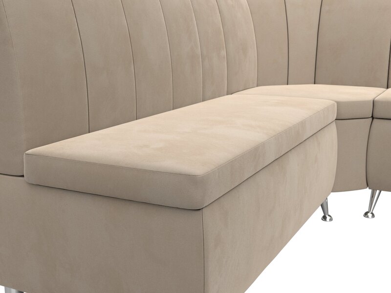 Диван кухонный угловой Кантри правый угол, Велюр, SEVEN 729 бежевый