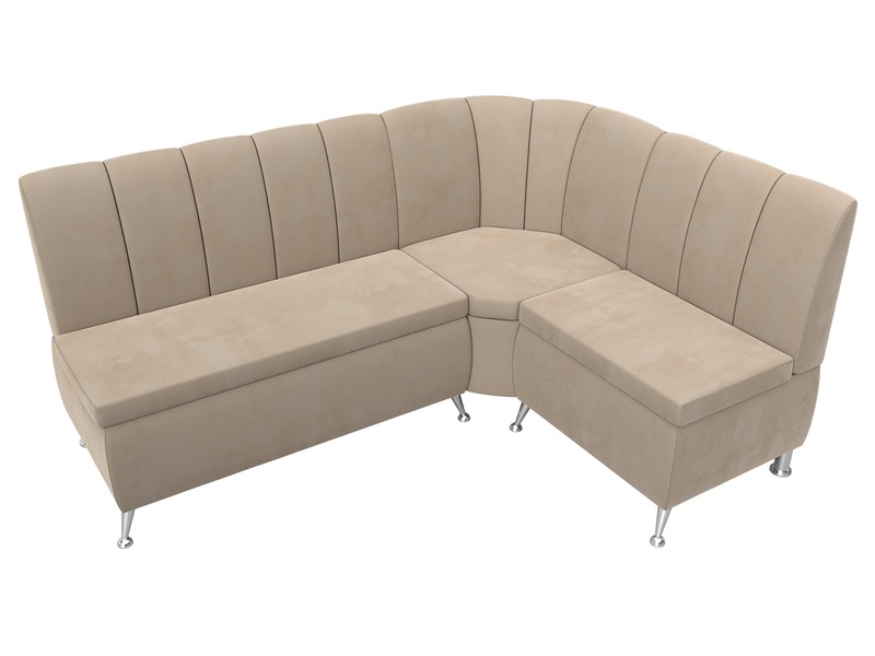 Диван кухонный угловой Кантри правый угол, Велюр, SEVEN 729 бежевый