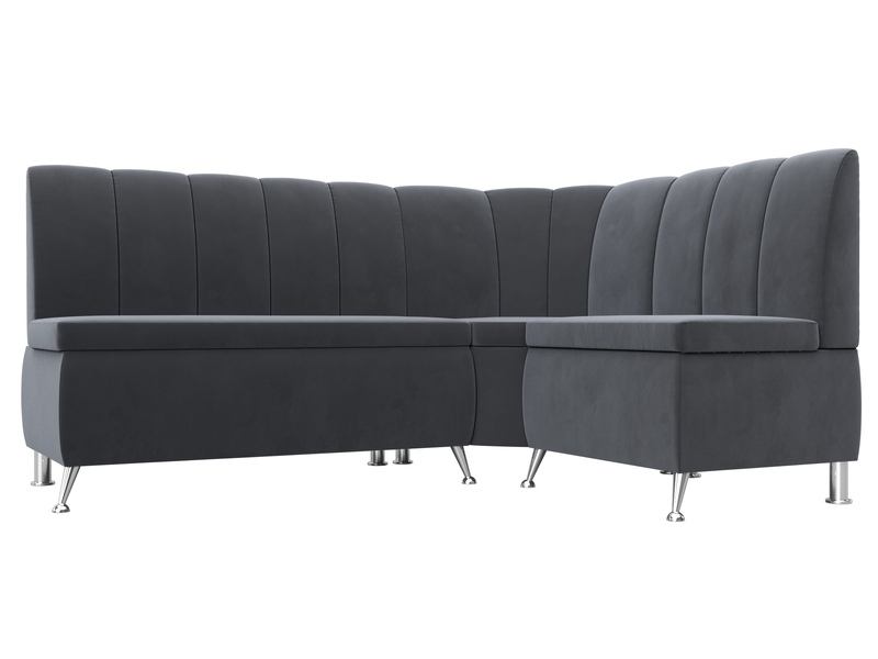 Диван кухонный угловой Кантри правый угол, Велюр, SEVEN 17 серый