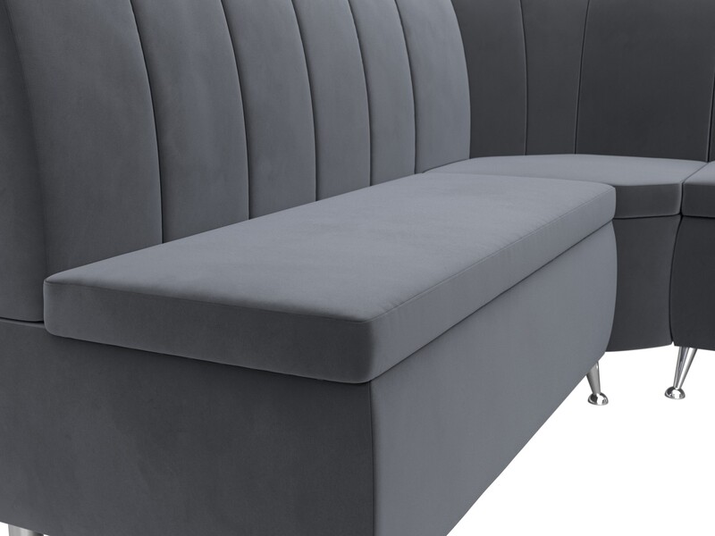 Диван кухонный угловой Кантри правый угол, Велюр, SEVEN 17 серый