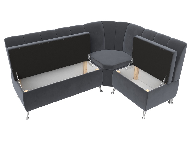 Диван кухонный угловой Кантри правый угол, Велюр, SEVEN 17 серый