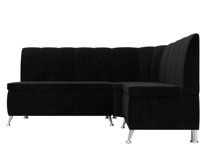 Диван кухонный угловой Кантри правый угол, Велюр, SEVEN 35 черный