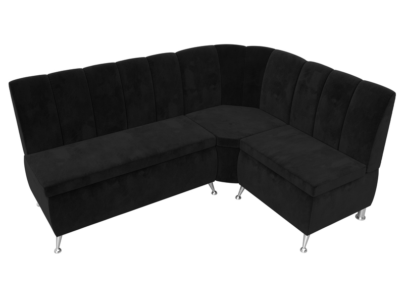 Диван кухонный угловой Кантри правый угол, Велюр, SEVEN 35 черный