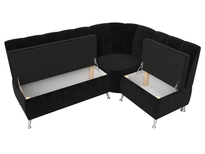 Диван кухонный угловой Кантри правый угол, Велюр, SEVEN 35 черный