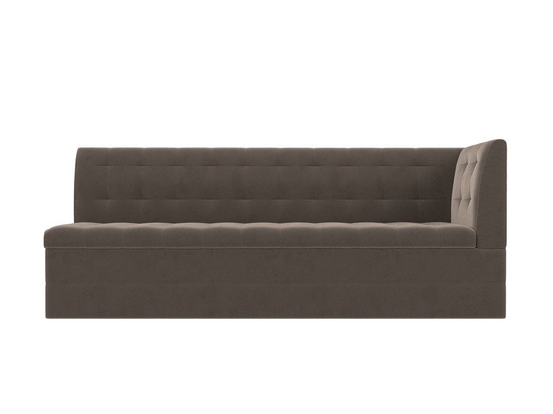 Диван кухонный прямой Бриз с углом справа, Велюр, SEVEN 727 коричневый