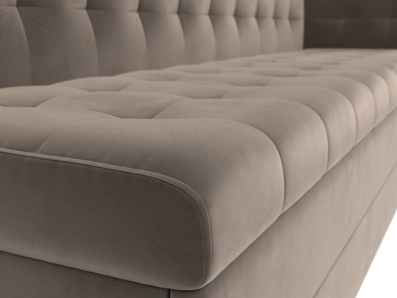 Диван кухонный прямой Бриз с углом справа, Велюр, SEVEN 727 коричневый