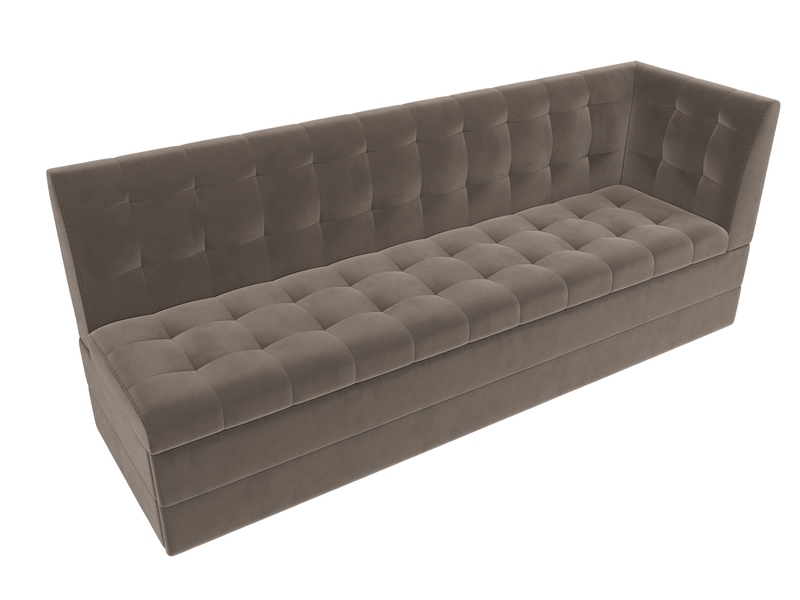 Диван кухонный прямой Бриз с углом справа, Велюр, SEVEN 727 коричневый