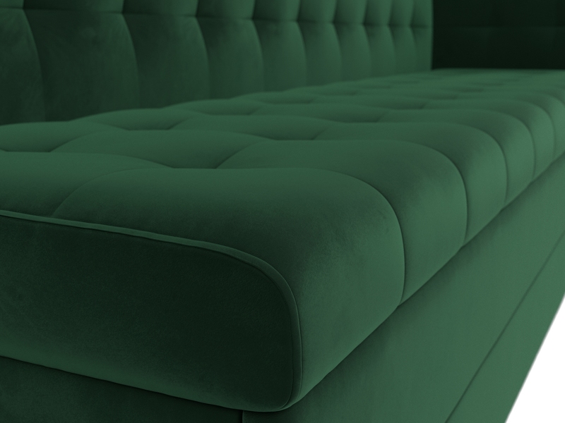 Диван кухонный прямой Бриз с углом справа, Велюр, SEVEN 626 зеленый