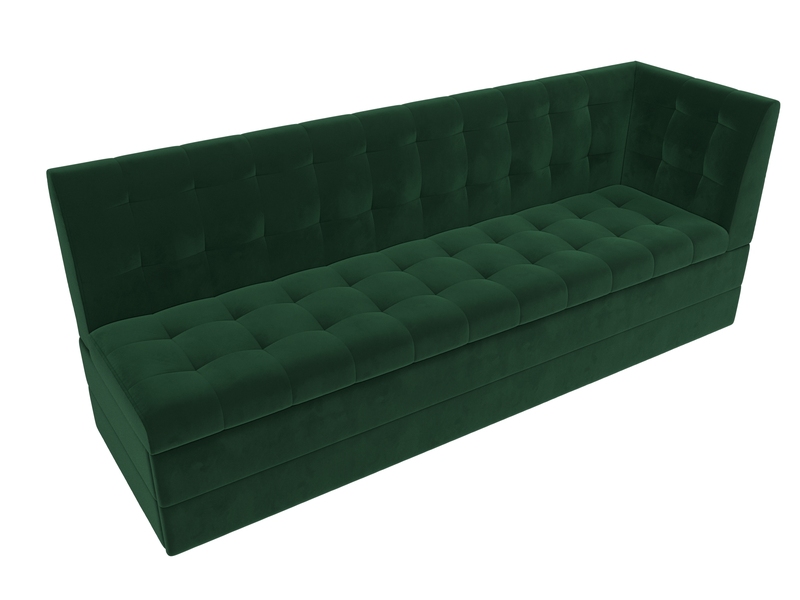 Диван кухонный прямой Бриз с углом справа, Велюр, SEVEN 626 зеленый