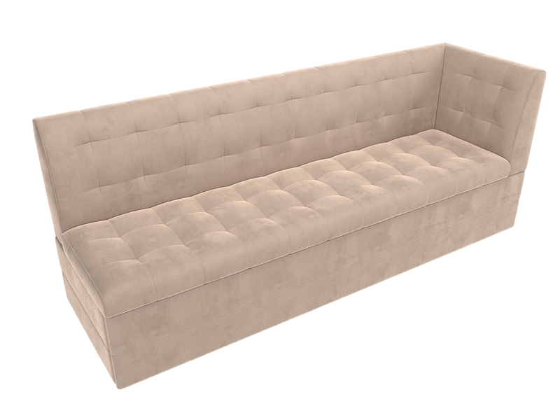 Диван кухонный прямой Бриз с углом справа, Велюр, SEVEN 729 бежевый