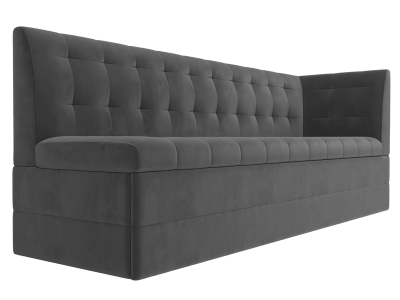 Диван кухонный прямой Бриз с углом справа, Велюр, SEVEN 17 серый