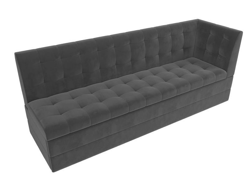 Диван кухонный прямой Бриз с углом справа, Велюр, SEVEN 17 серый