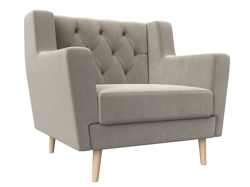 Кресло Брайтон Люкс, Микровельвет, Бежевый