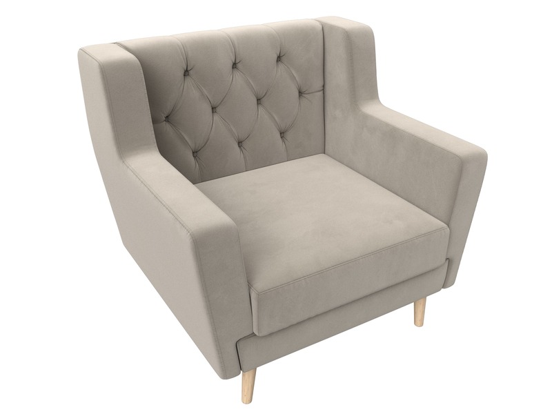 Кресло Брайтон Люкс, Микровельвет, Бежевый