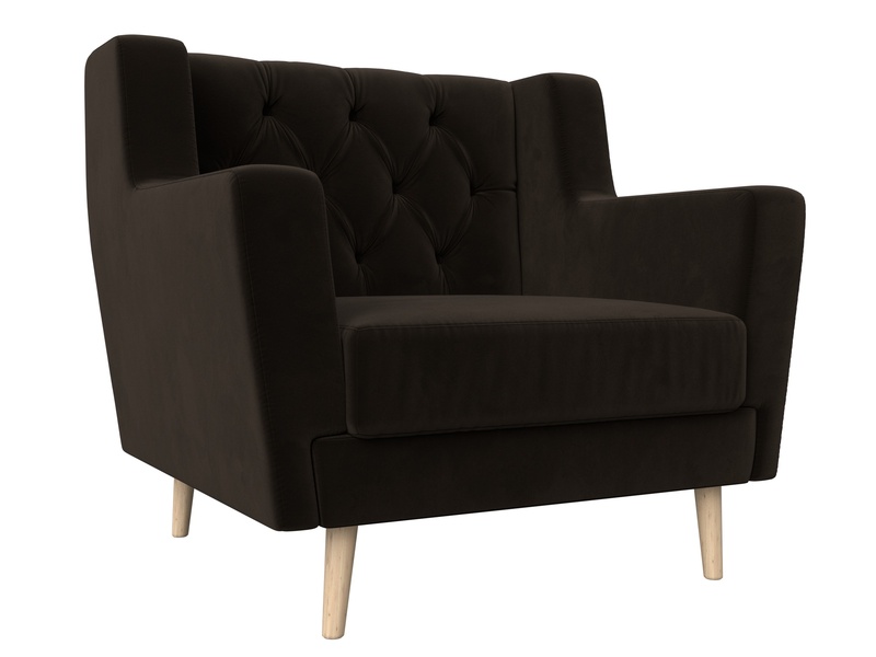 Кресло Брайтон Люкс, Микровельвет, Коричневый