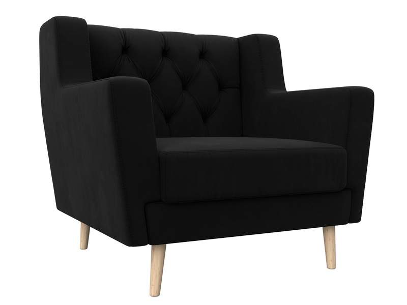 Кресло Брайтон Люкс, Микровельвет, Черный