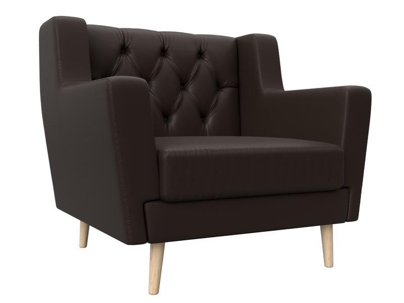 Кресло Брайтон Люкс, Экокожа, Коричневый