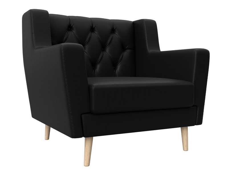 Кресло Брайтон Люкс, Экокожа, Черный