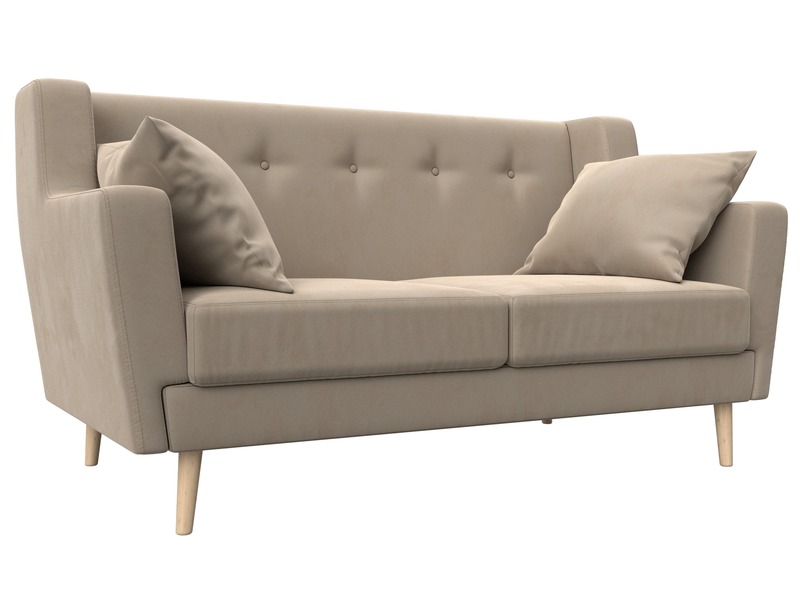 Диван кухонный прямой Брайтон 2, Велюр, SEVEN 729 бежевый