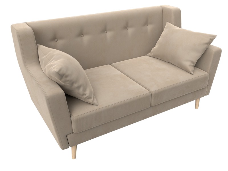 Диван кухонный прямой Брайтон 2, Велюр, SEVEN 729 бежевый